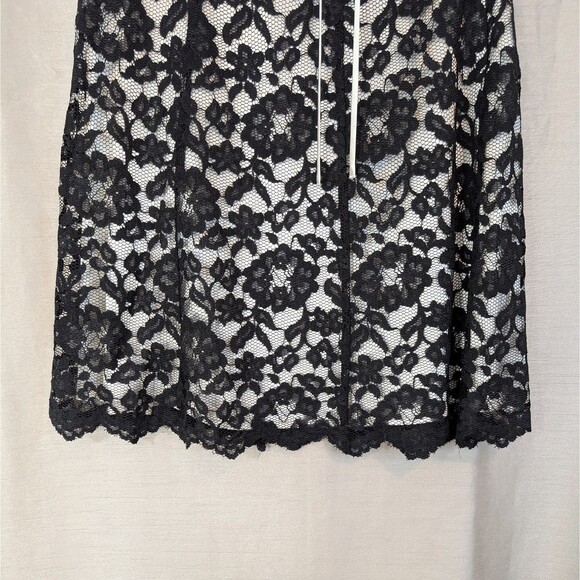 Notations Woman Petite MEDIUM Black Lace Over Ivory Knee Length Skirt Whimsygoth - Picture 10 of 13